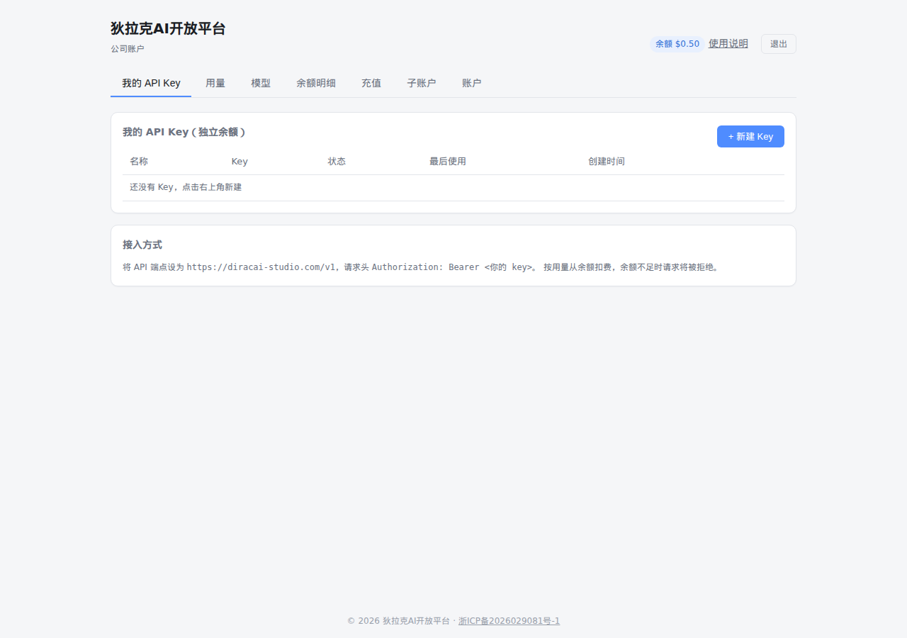 我的 API Key 页面